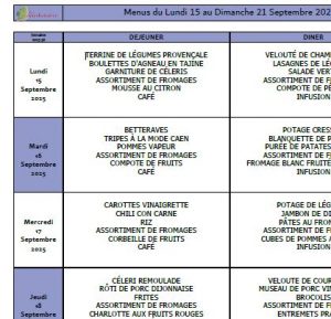 Menus du 15 au 21 septembre 🥕