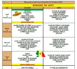 Menus 13 au 19 octobre – 🍛 Semaine du Goût 🌯