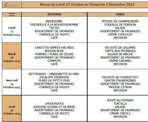 Semaine du 27 octobre au 2 novembre 🥣