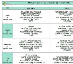 Menus du 5 au 11 janvier 👑