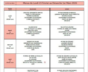 Menu du 23 février au 01 mars 👵