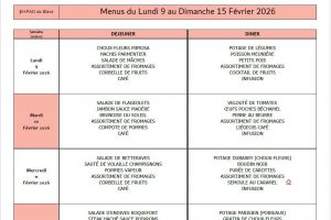 Menus du 09 au 15 février 🐟