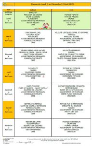 Menus du 6 au 12 avril 🍗