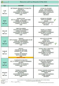 Menus du 4 au 10 mai 🥣