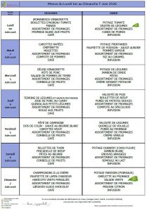 Menus du 1er au 7 juin 💦