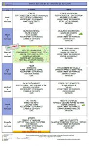 Menus du 15 au 21 juin 🎉