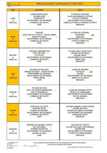 Menu du 17 au 23 août